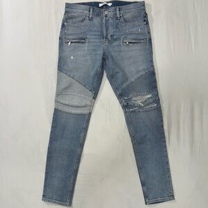 Hudson Jeans Men's Distressed Light Blue Biker Skinny Jeans